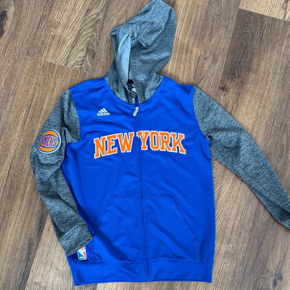 Adidas Kids Blue and Gray New York Hoodie